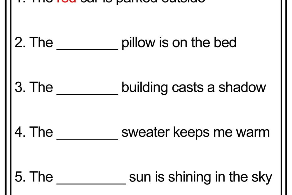 Adjectives Worksheet Medium PDF 55 OFF