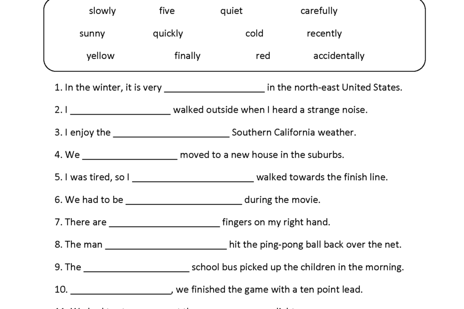 Adjectives Worksheets Adjectives Or Adverbs Worksheets