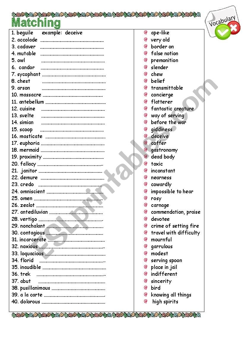 Advanced Vocabulary ESL Worksheet By Lekalo