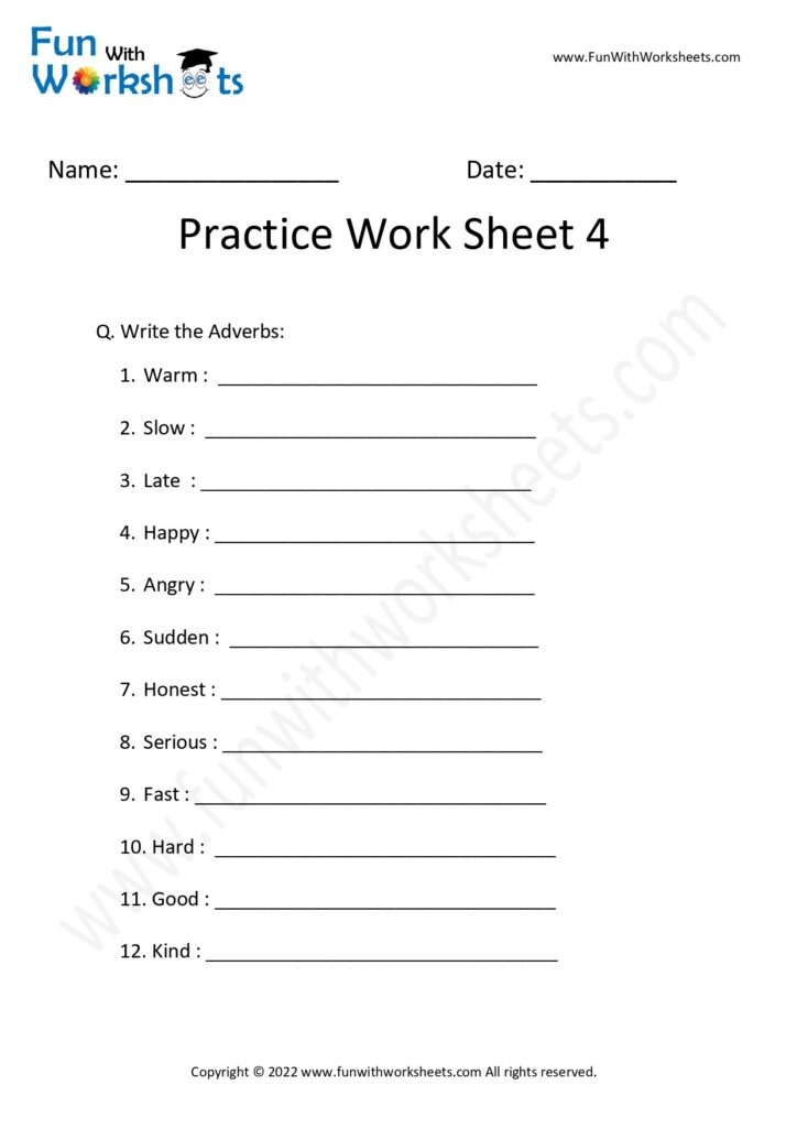 Adverb Practice Worksheet 4 Free Printables