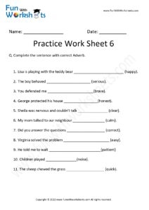 Adverb Practice Worksheet 6 Free Printables