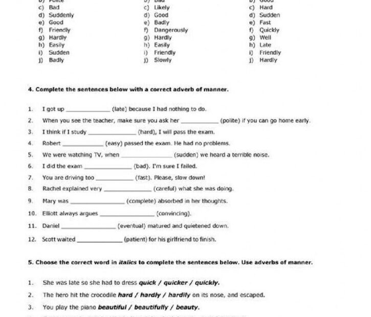 Adverb Versus Adjective Worksheet Adjectiveworksheets