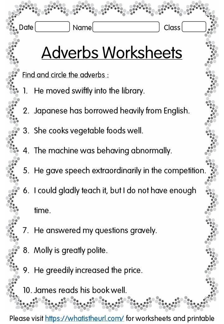 Adverbs Activity Sheet With Answers