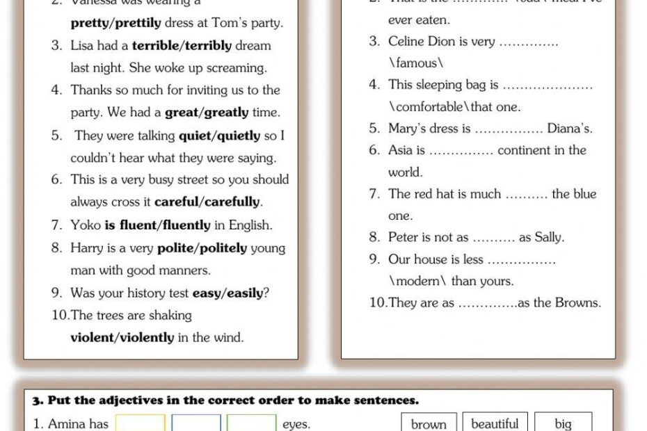 Adverbs And Adjectives Worksheet 3 Answers Worksheets Library