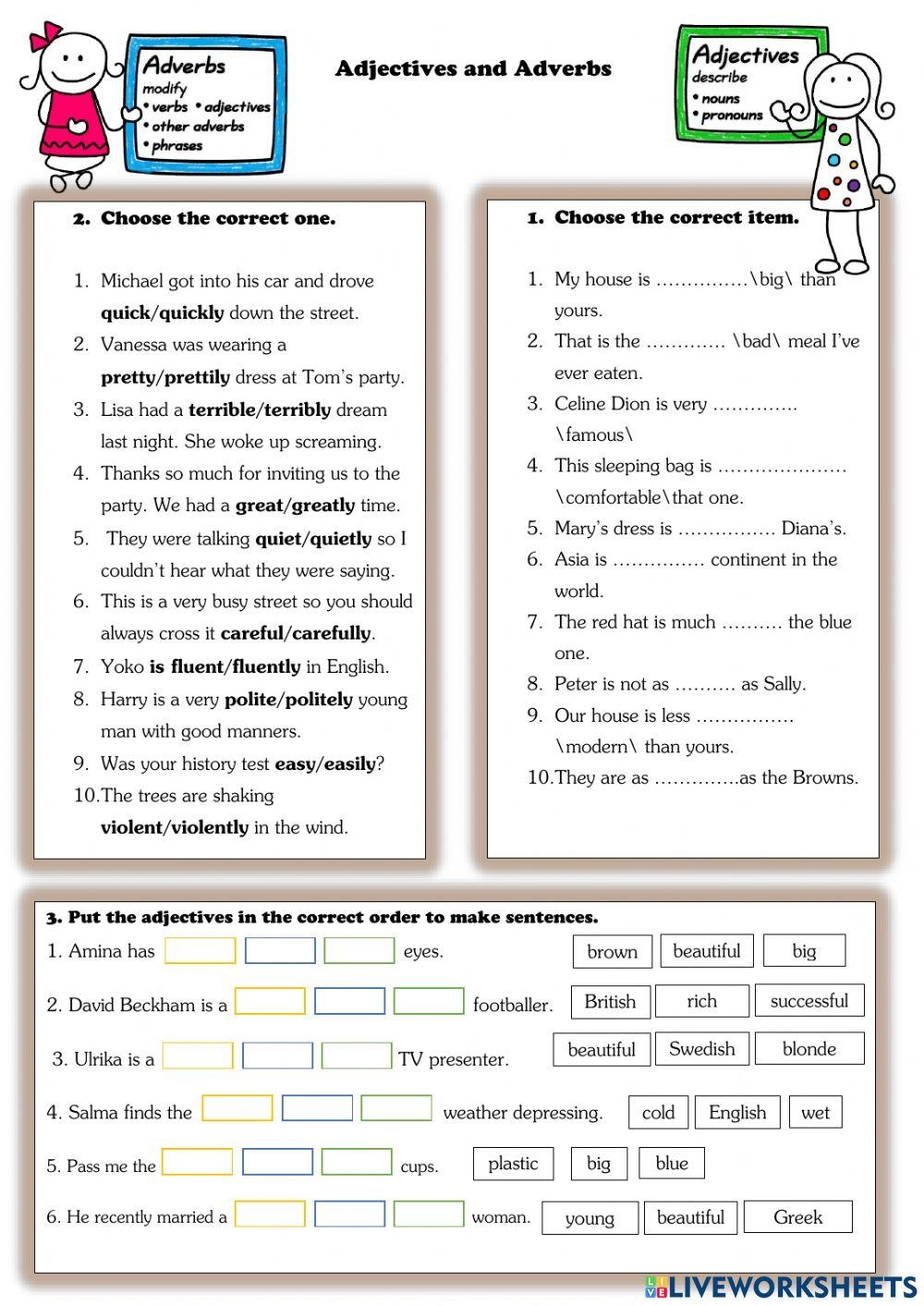 Adverbs And Adjectives Worksheet 3 Answers Worksheets Library
