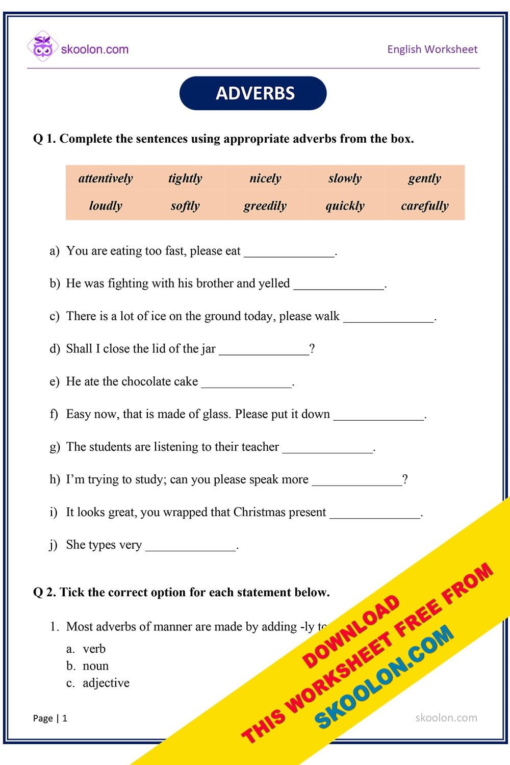 adverbs exercises worksheets