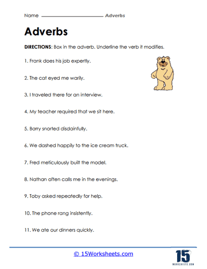 adverbs worksheet