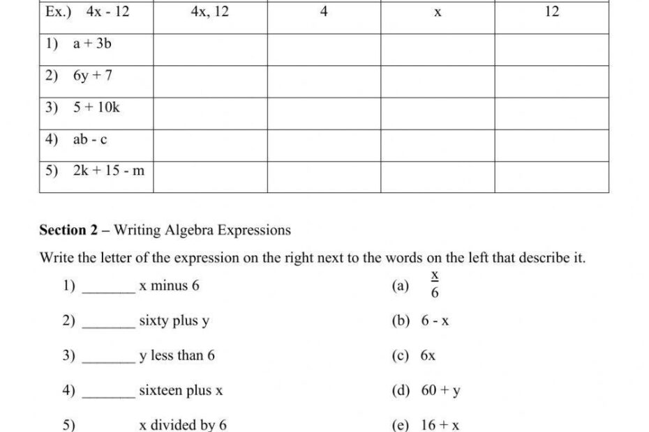Algebra Vocabulary Crossword Puzzle Worksheets Library