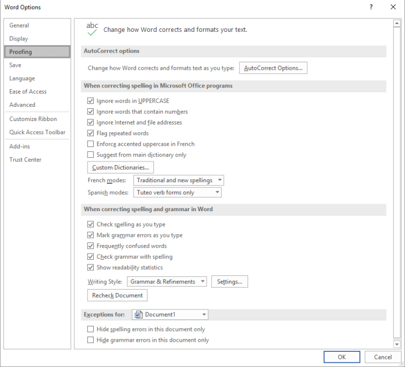 finding passive voice in word
