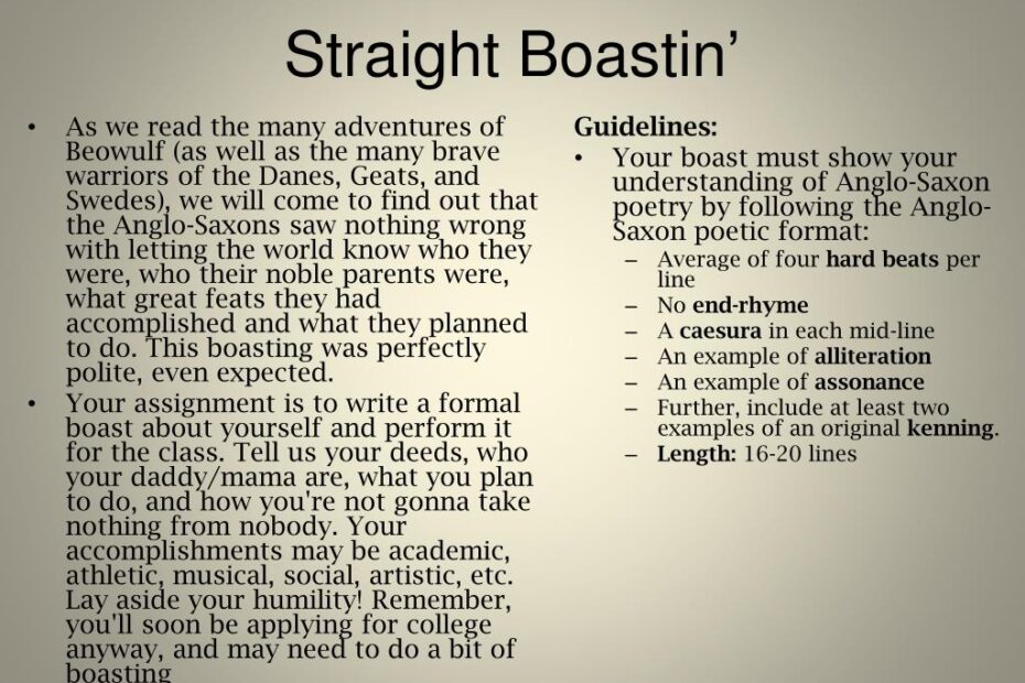 Anglo Saxon Boast Poem Examples Sitedoct