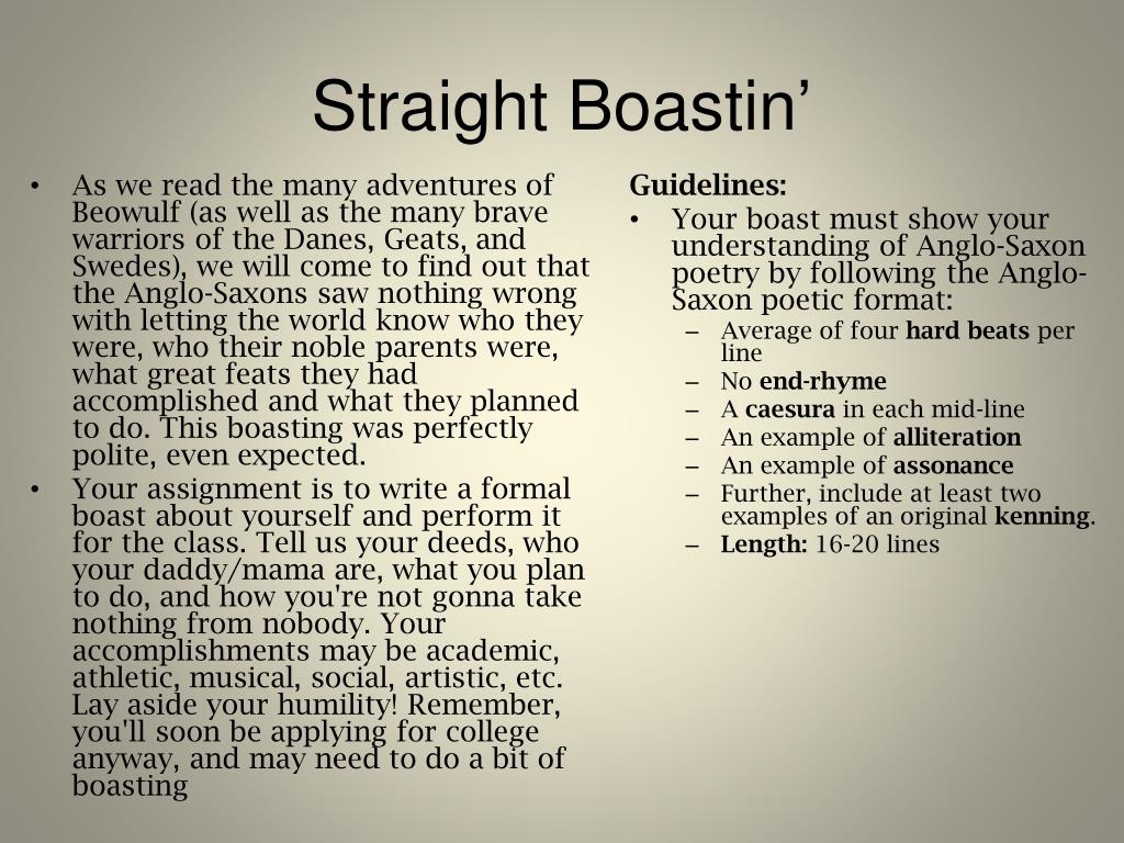 Anglo Saxon Boast Poem Examples Sitedoct