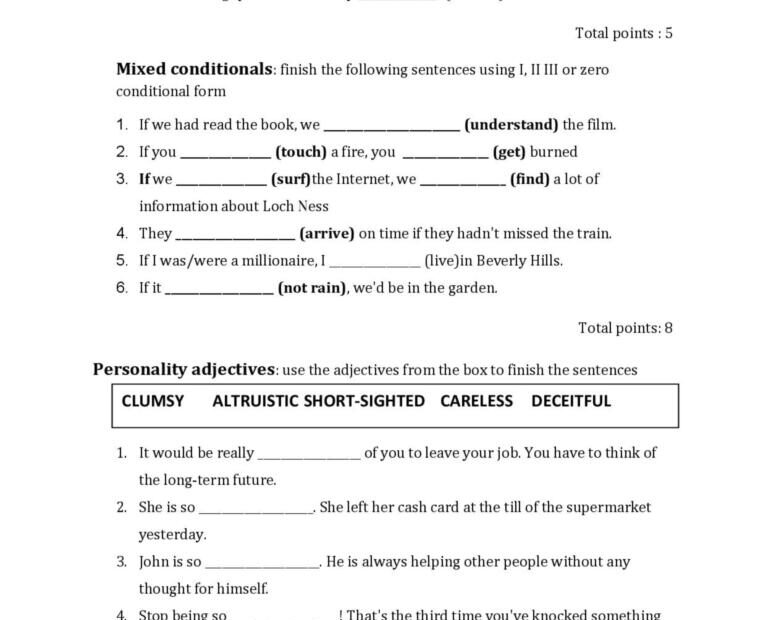 B2 Grammar Test General Gramma English ESL Worksheets Pdf Doc