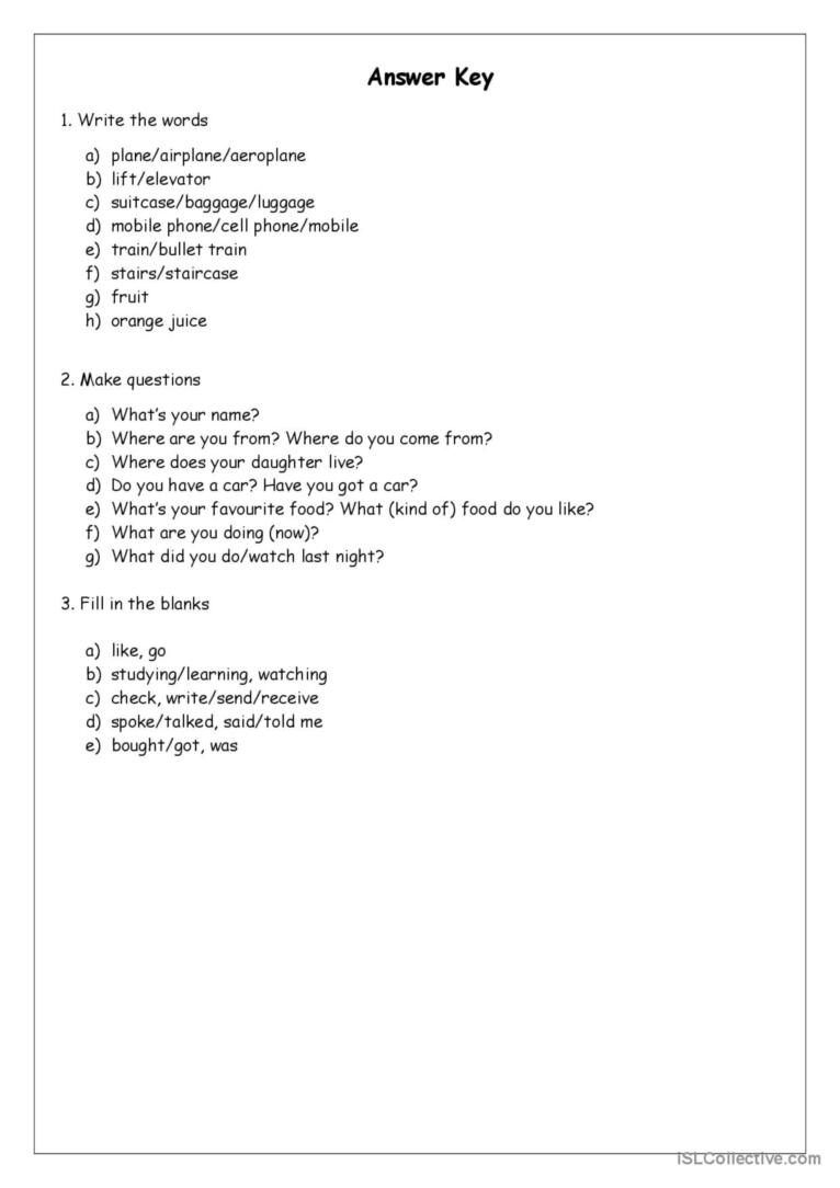 Basic English Test 1 English ESL Worksheets Pdf Doc