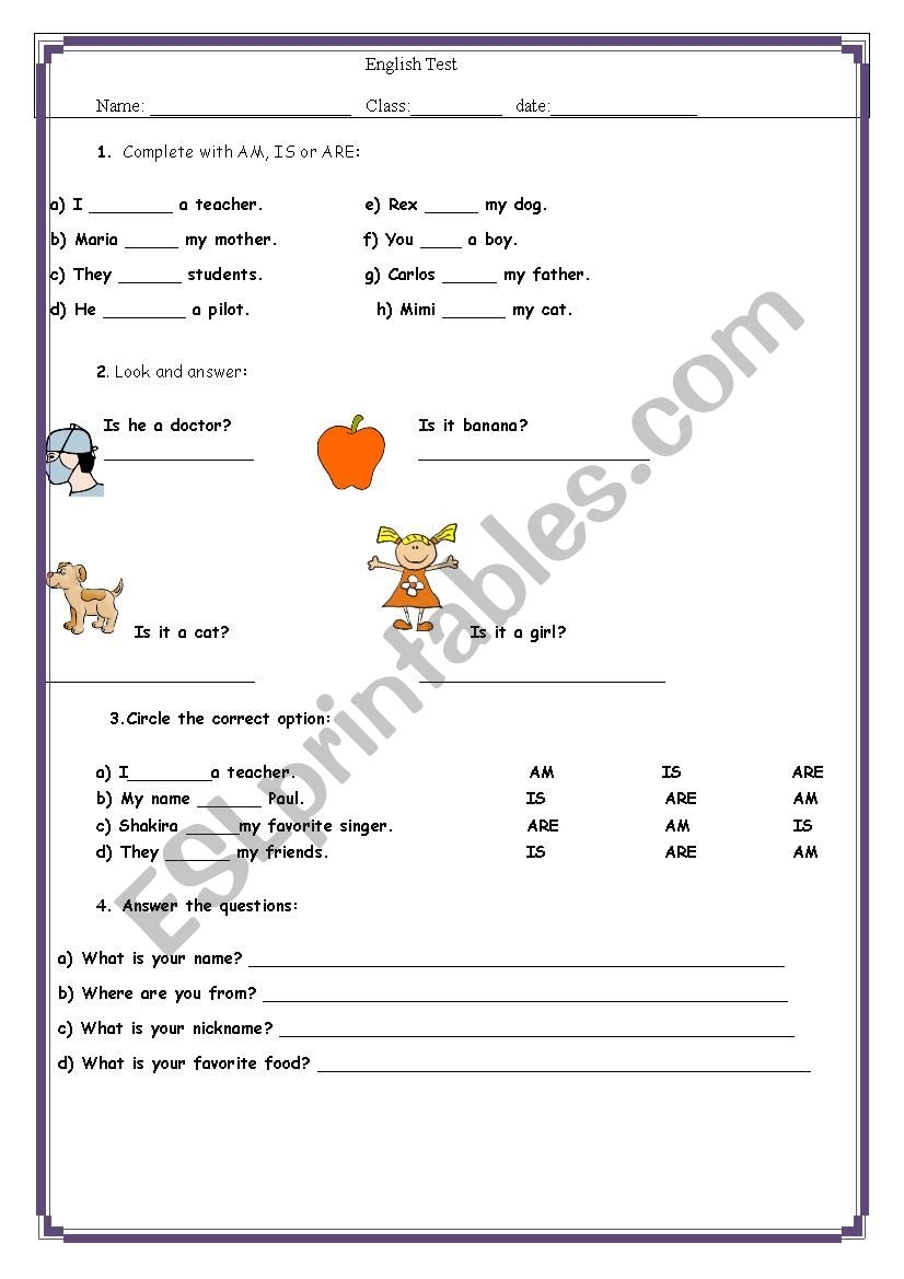 20 question basic english test