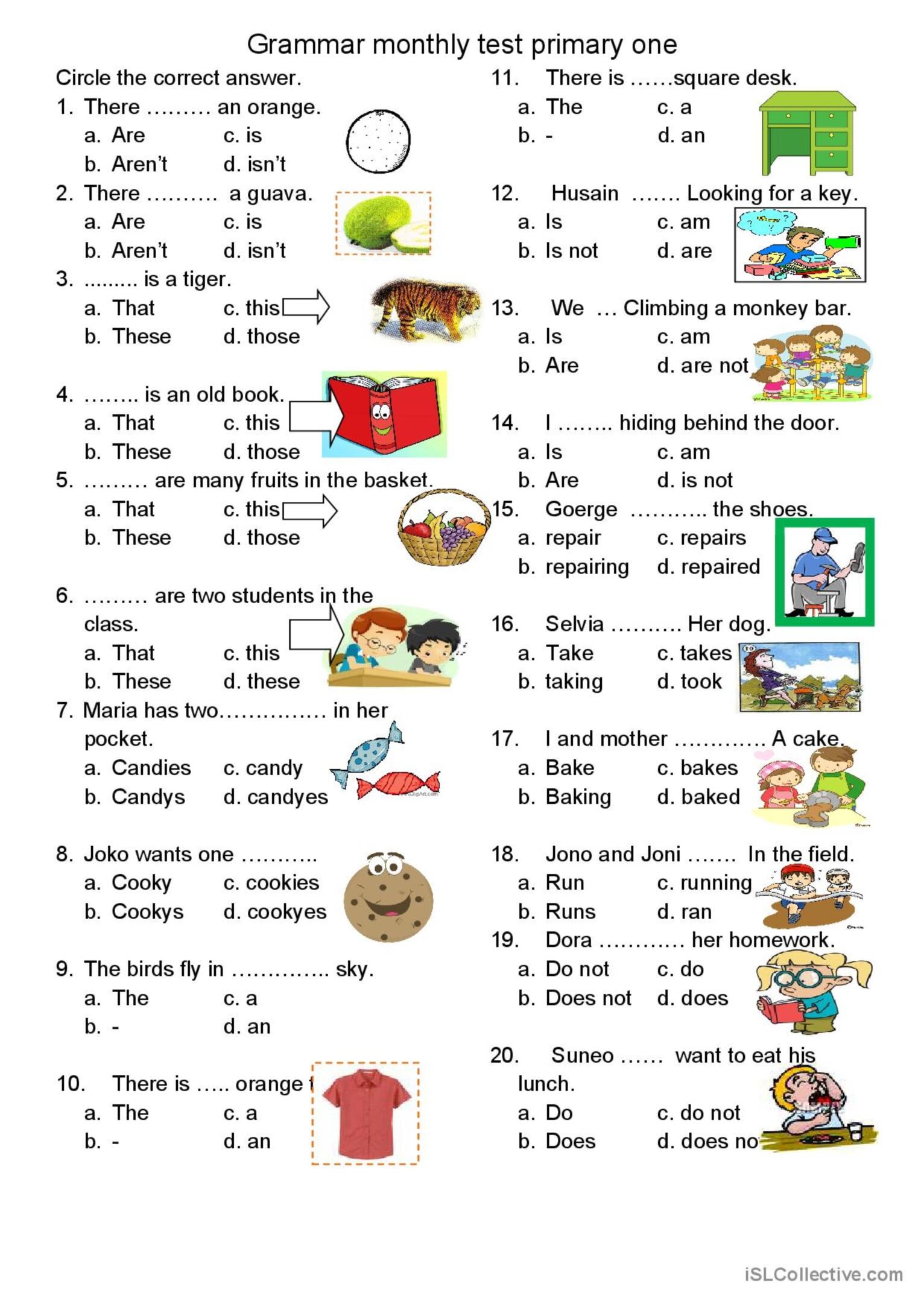 grammar test in english