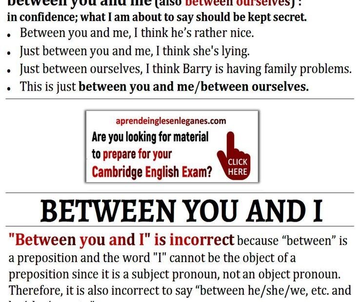 Between You And Me Vs Between You And I