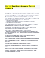 Bio 101 Test Questions With Complete Solutions DocMerit