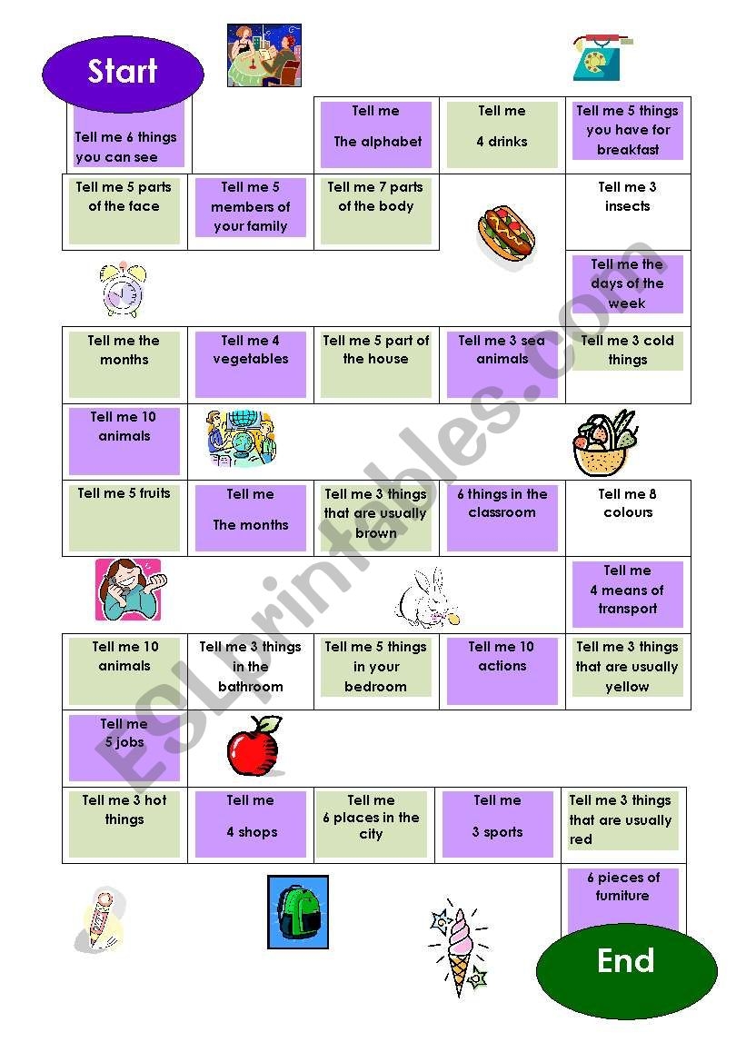 Board Game vocabulary Game ESL Worksheet By Vanessa G L