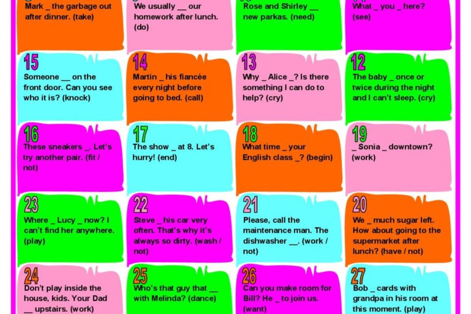 Boardgame Present Simple Or Presen English ESL Worksheets Pdf Doc