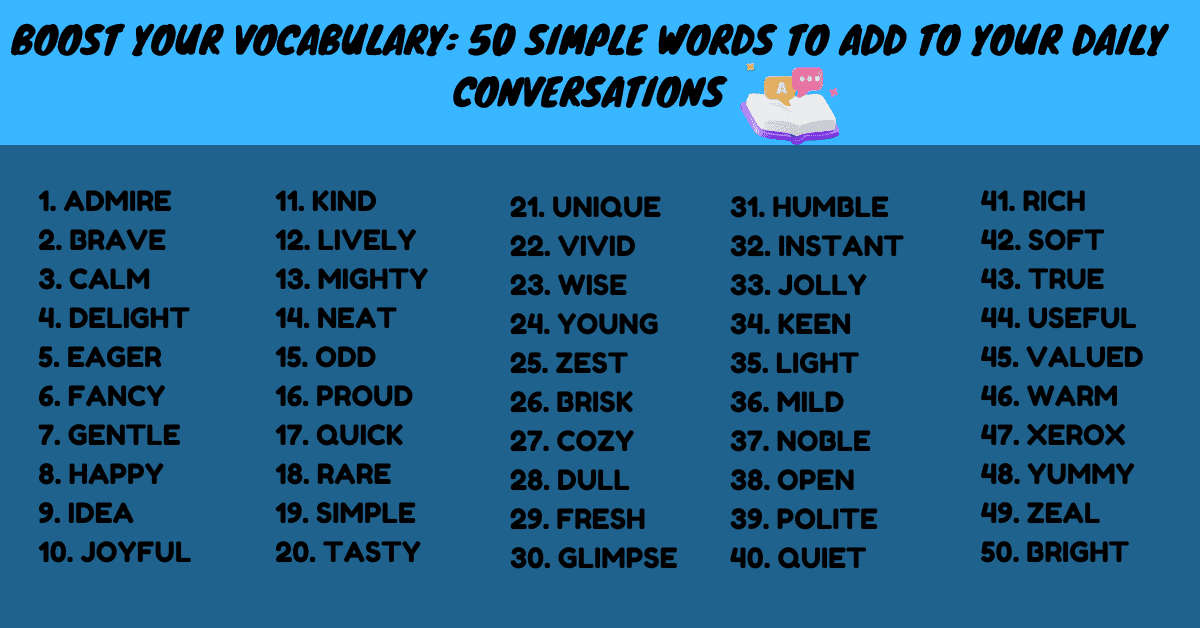 Boost Your Vocabulary 50 Simple Words To Add