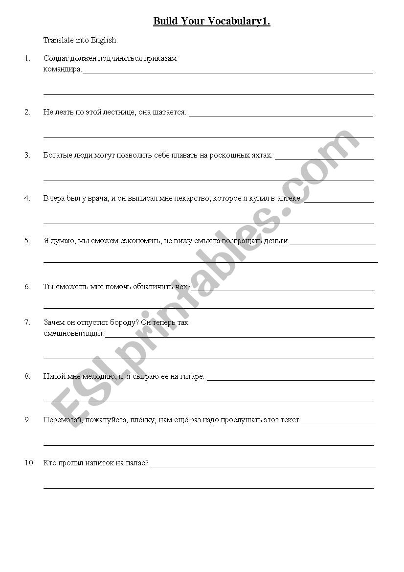 Build Your Vocabulary ESL Worksheet By Taniayk22
