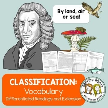 Classification Vocabulary Differentiated Science Reading Passages 