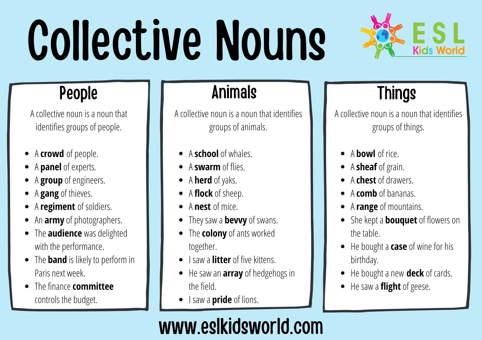 Collective Nouns Collective Nouns For Animals Goodspere