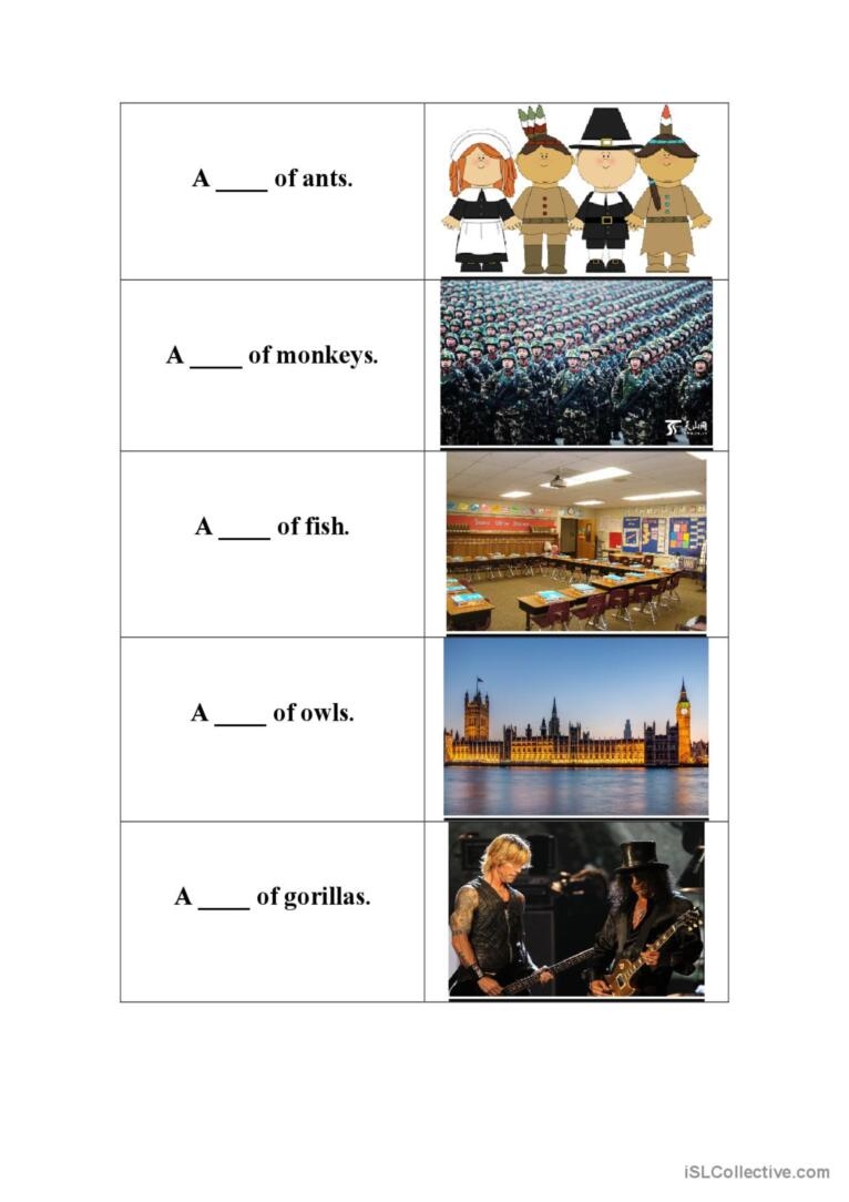 Collective Pronouns Of 15 Animals Gr English ESL Worksheets Pdf Doc