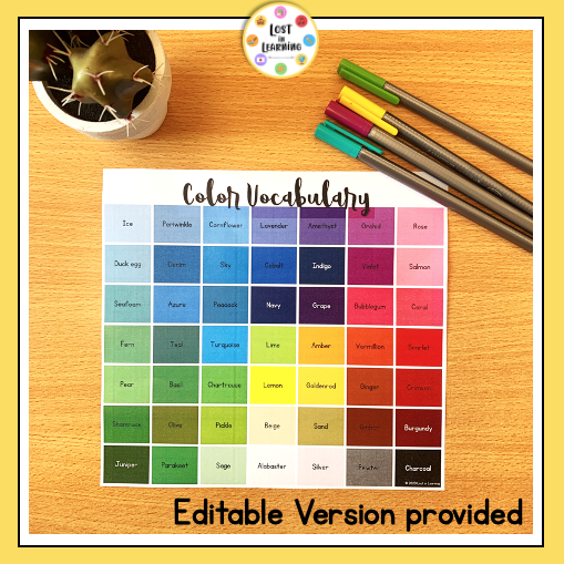 Colour Vocabulary Thesaurus Creative Writing Toolkit Help Sheet Word