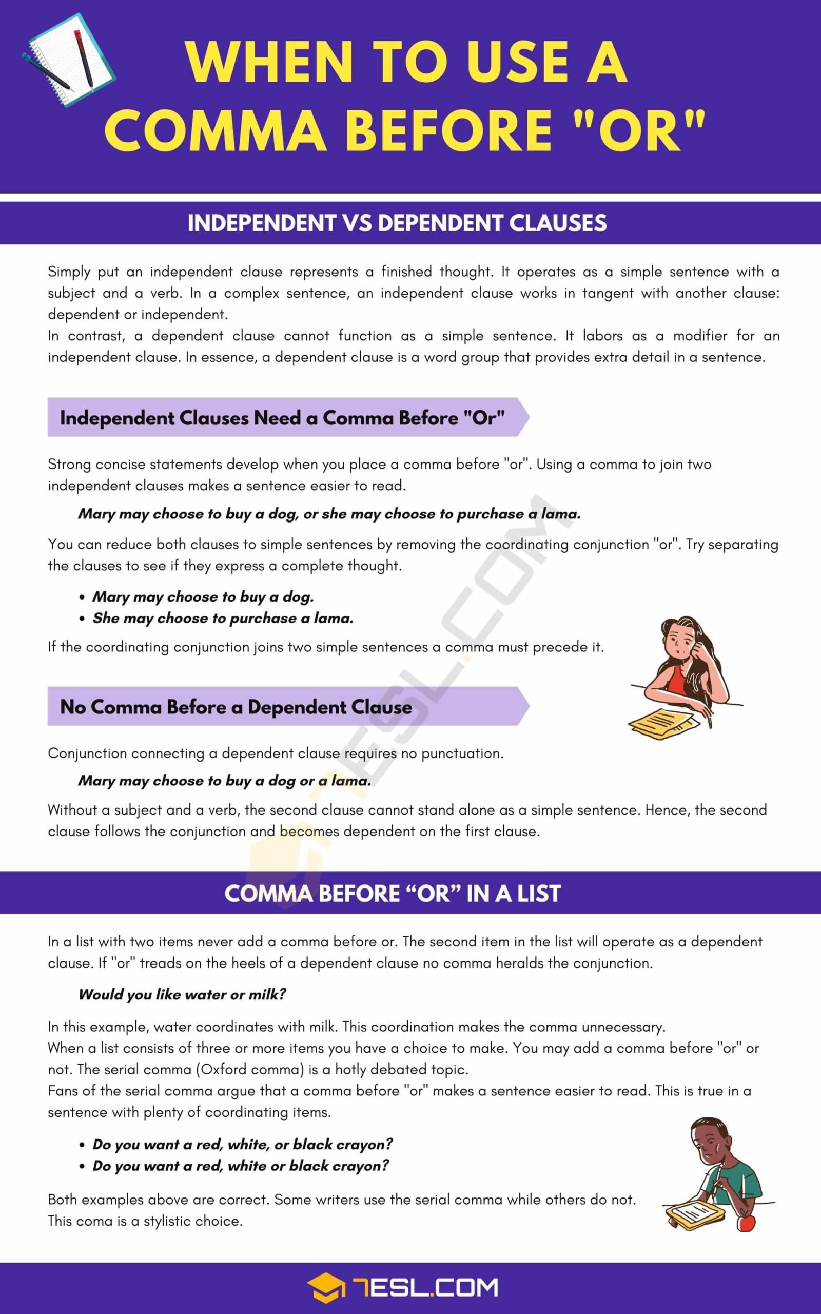 Comma Before quot Or quot When To Use A Comma Before Or 7ESL