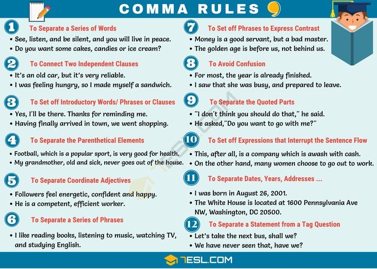 Comma When To Use A Comma With Important Comma Rules 7ESL Comma