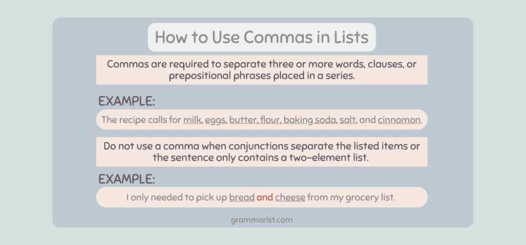 5 rules of commas