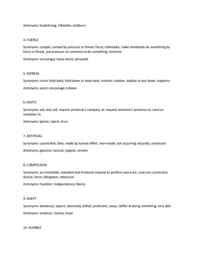 Common Act Vocabulary Words PDF