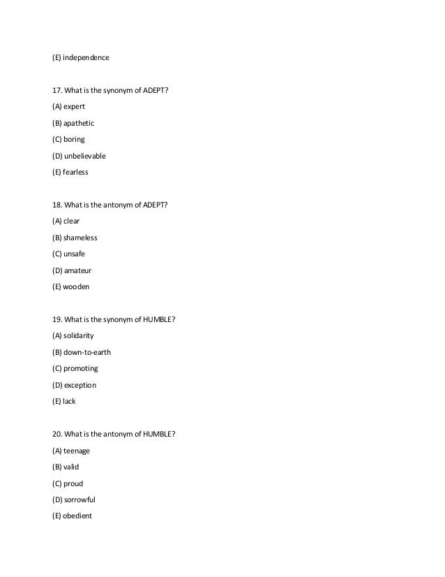 Common Act Vocabulary Words PDF
