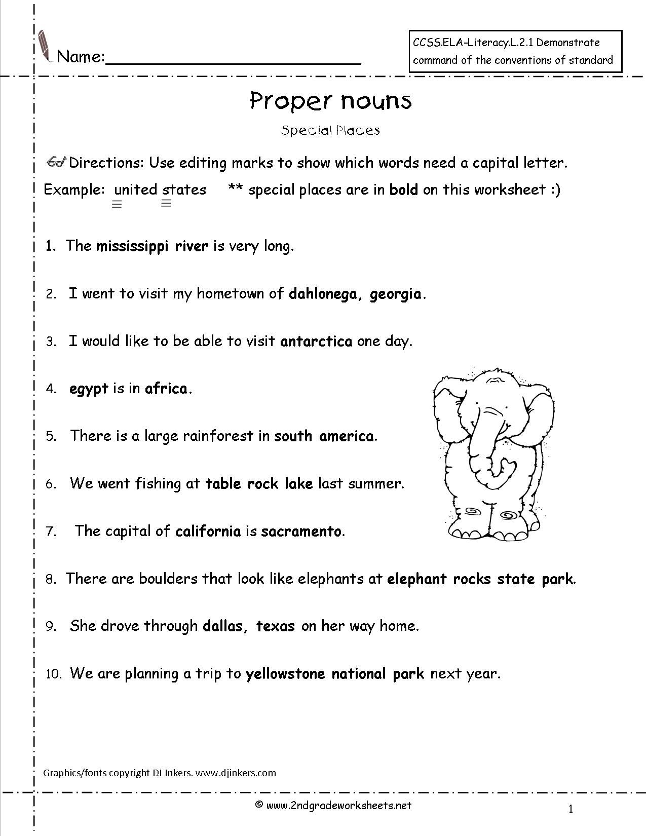 Common And Proper Noun Worksheet