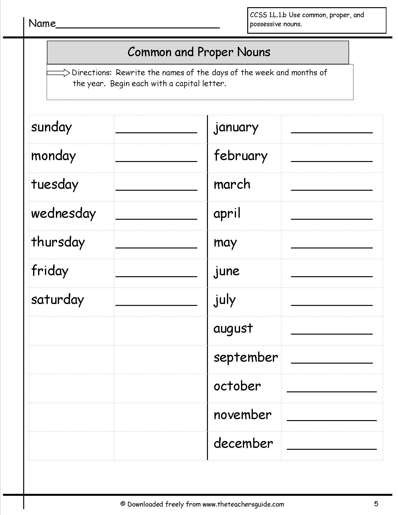 Common And Proper Nouns Activity Sheet