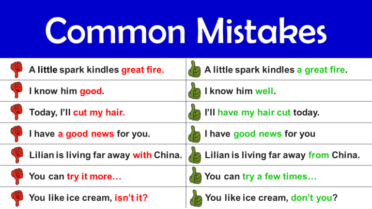 Common Errors In English Grammar Exercises Find The Mistakes 