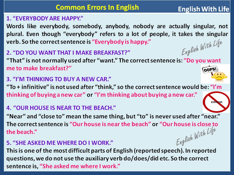 100 common errors in english