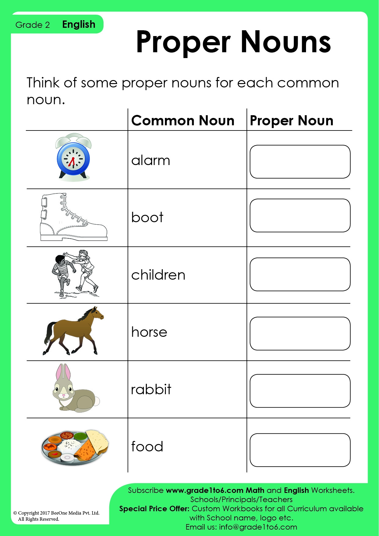 Common Noun And Proper Noun Worksheet Class 1