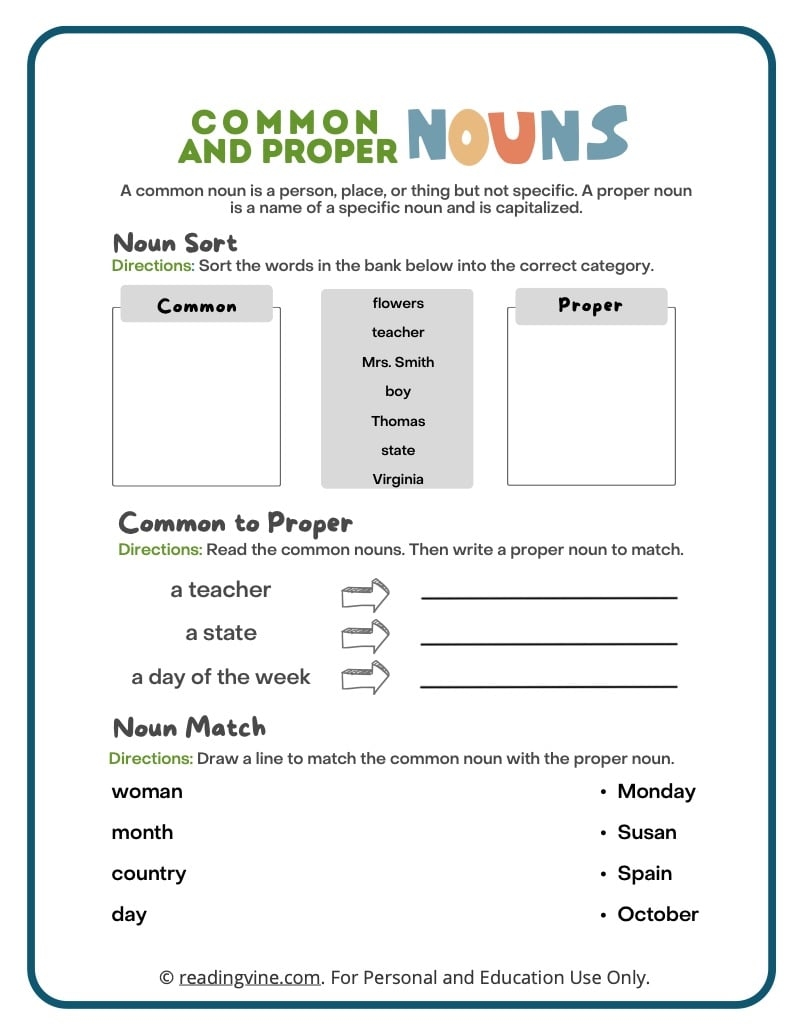 common or proper noun worksheet common or proper noun worksheet