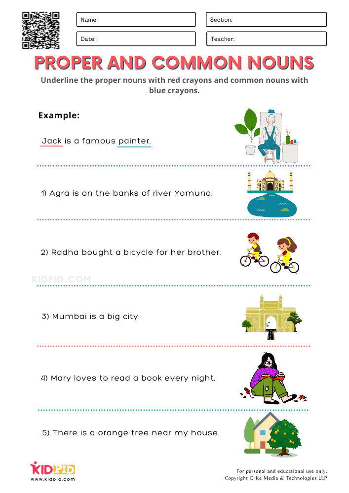Common Noun Vs Proper Noun Worksheet