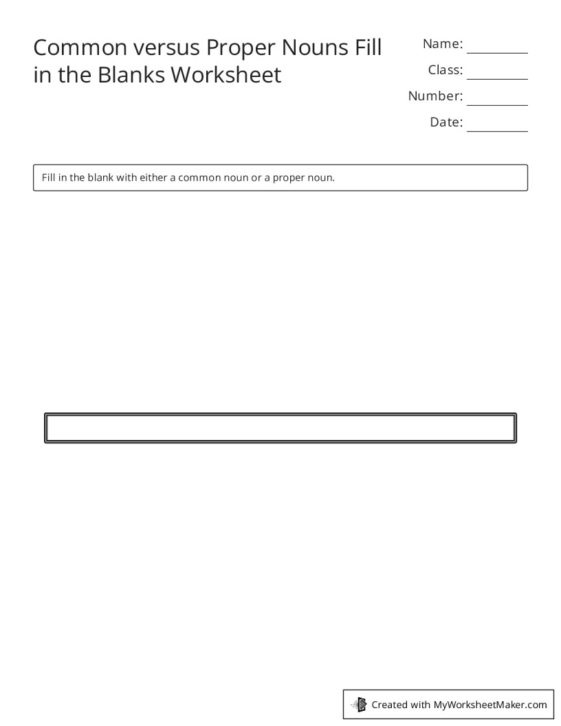 common versus proper nouns worksheet