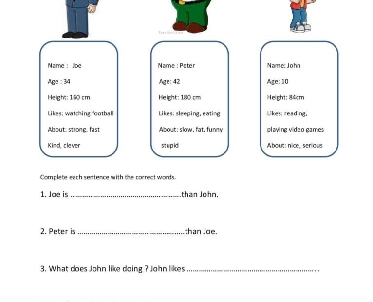 Comparative Adjective Practice English ESL Worksheets Pdf Doc