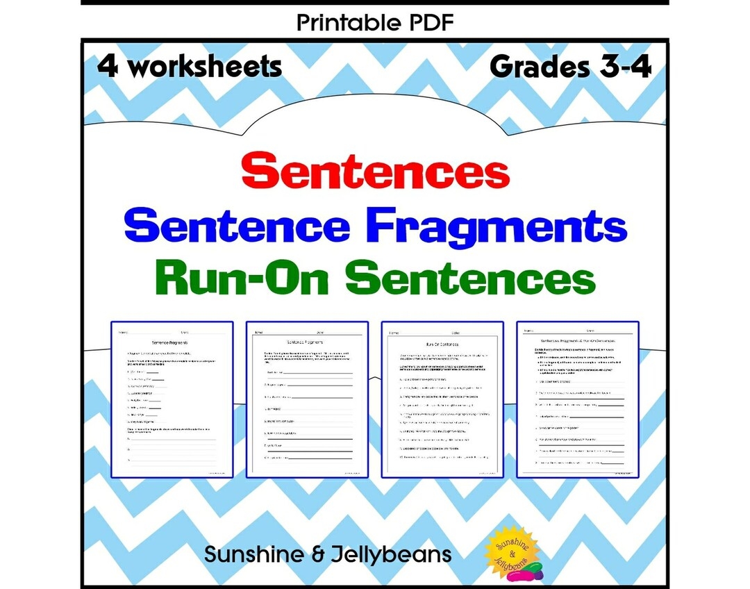Complete And Incomplete Sentences Run ons And Fragments Worksheets 