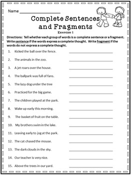 Complete Sentence Fragment And Run on