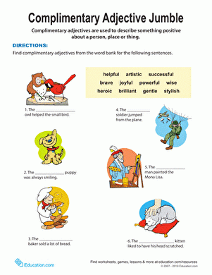 Complimentary Adjectives Worksheet Education