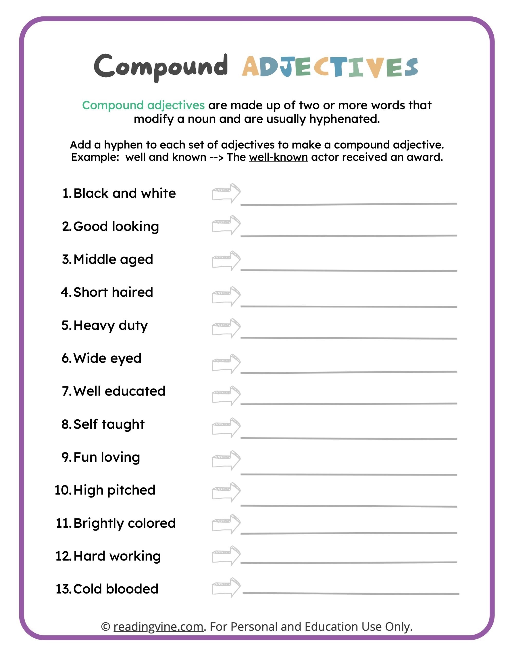 adjectives worksheets