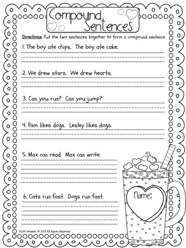 Compound Sentence Worksheet 4 Grade