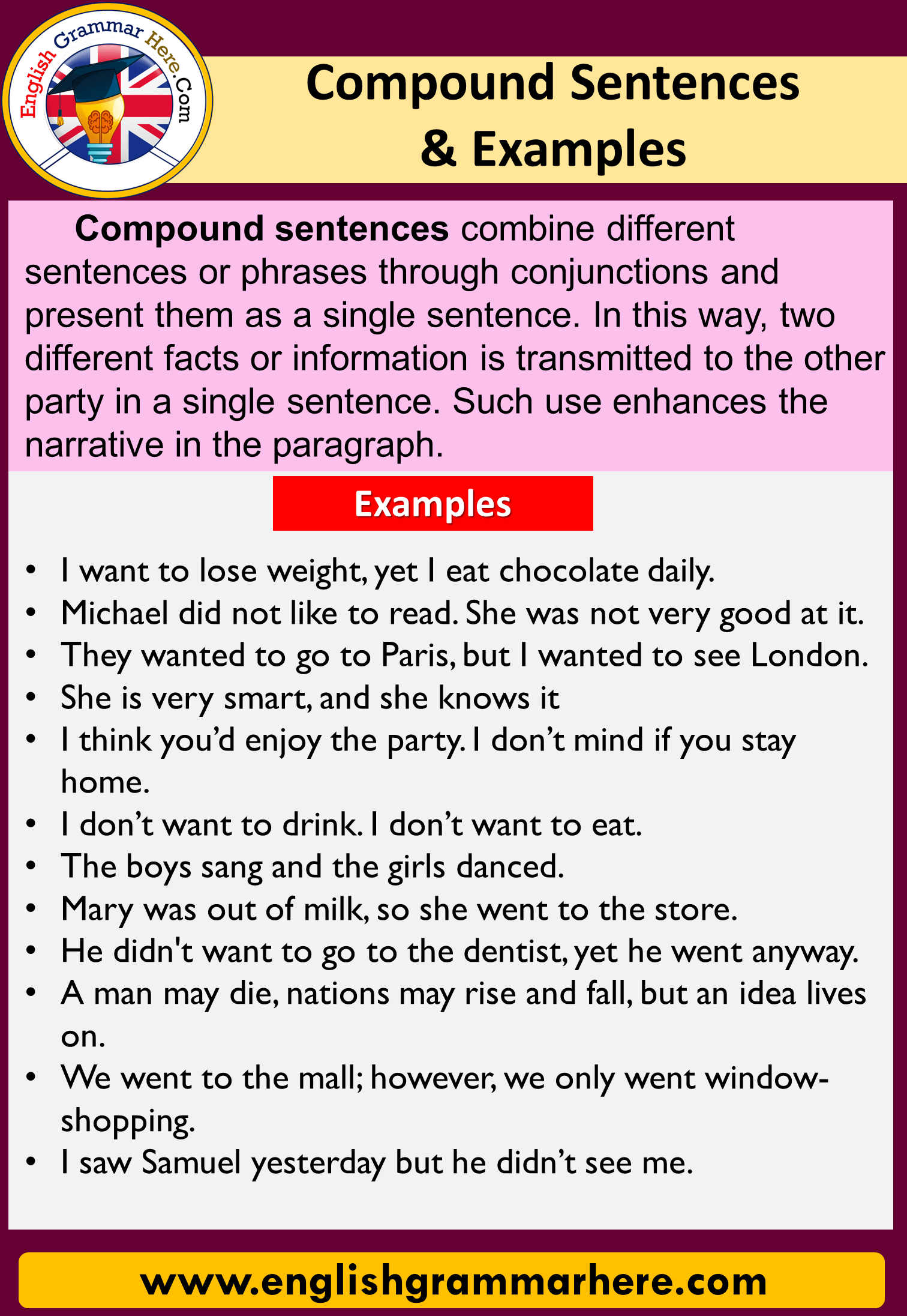 Compound Sentences In English Examples Of Compound Sentences English 