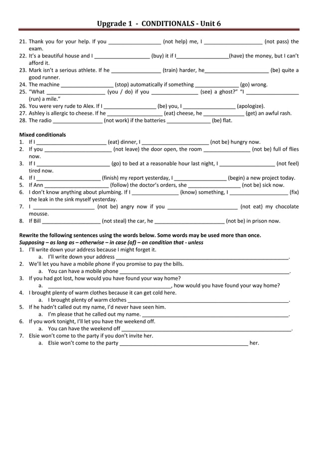 Conditional Sentences exercises PDF